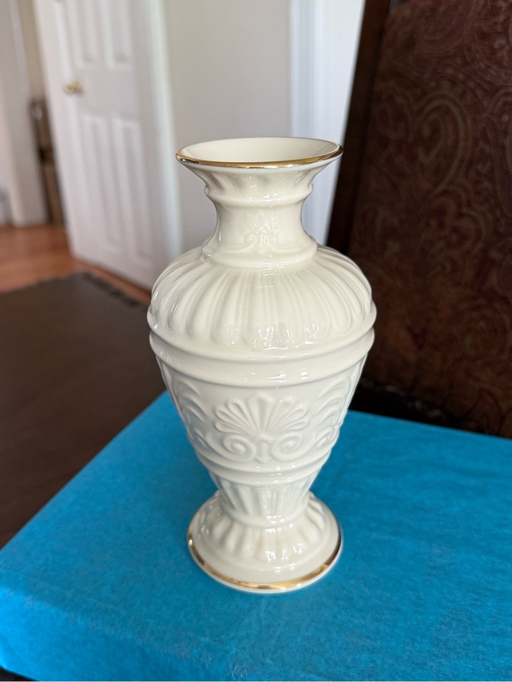 Vintage Lenox Athenian Collection 7” Cream Porcelain Vase with Gold Trim